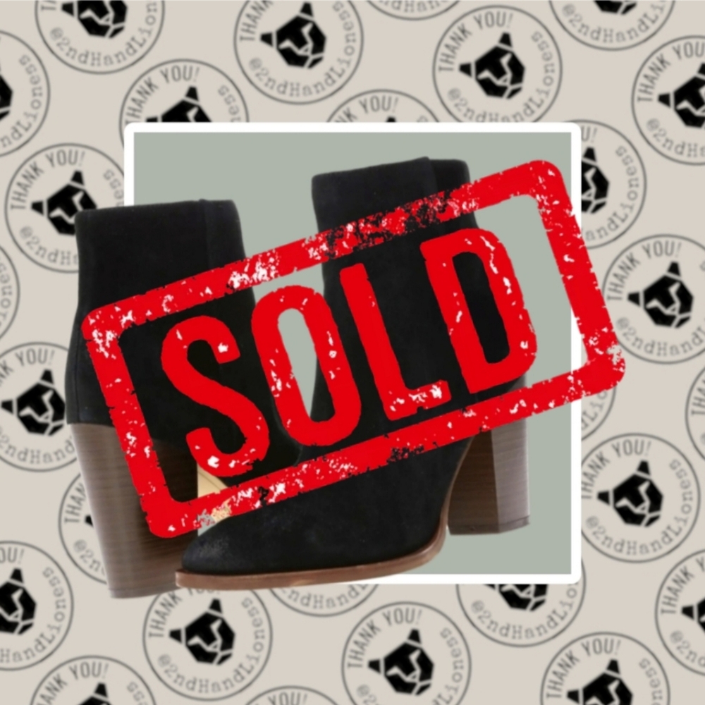 SOLD | Sam Edelman • Black Suede Chunky Heel Ankle Boots 9